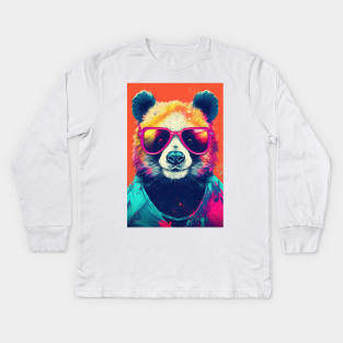 Panda in Pink Sunglasses Kids Long Sleeve T-Shirt